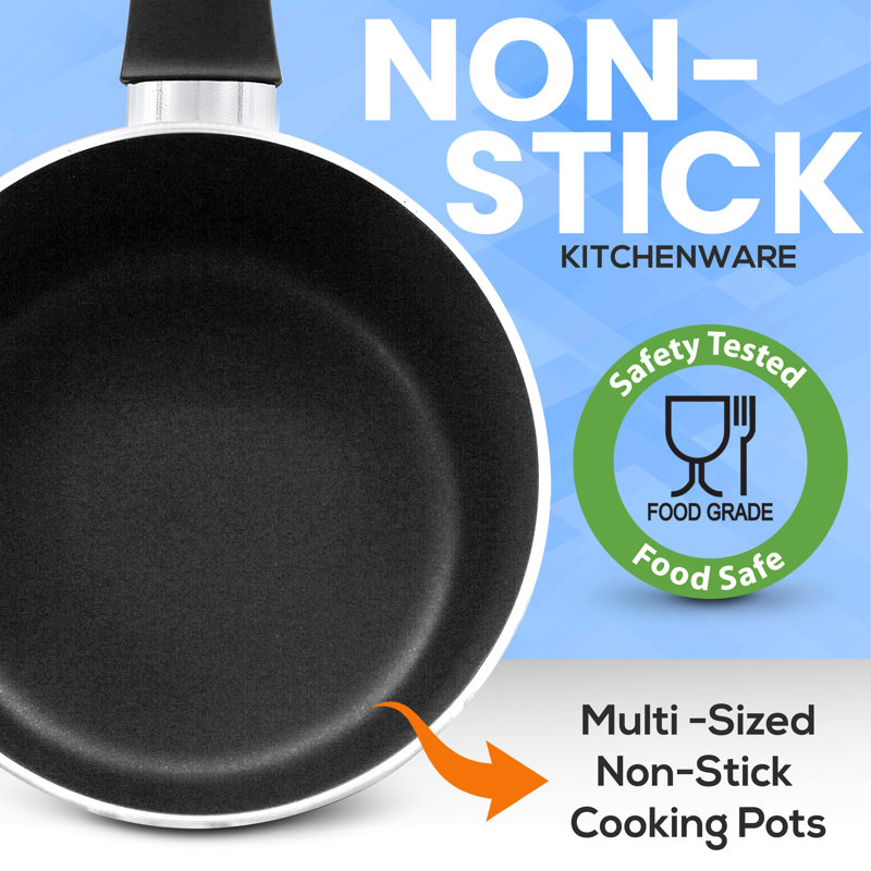 Black Non-Stick Aluminum Cookware Set with Glass Lids