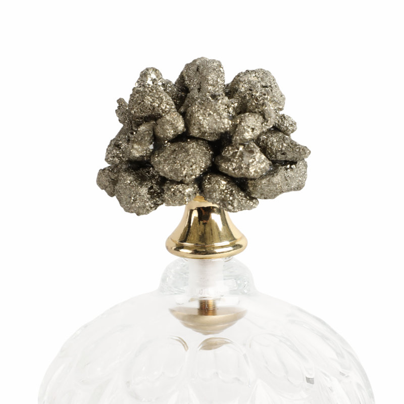 Mercer41 Stella Stone And Glass Jar, Clear/Frost, 7" H x 4" W x 4" D