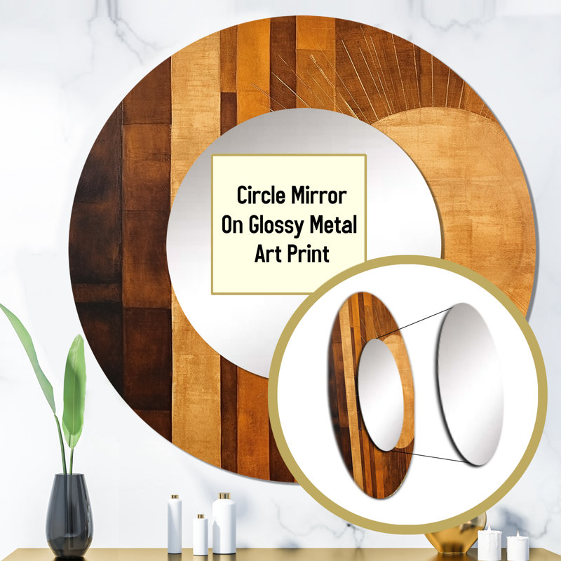Brilliance Symetry III - Abstract Shapes Round Mirror Wall Decor, 23" x 23"