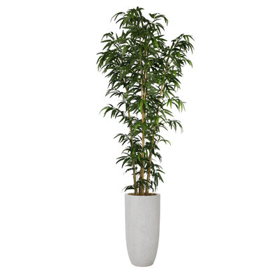 Arbre en bambou artificiel 86,3 po dans un grand pot de fleurs en pierre beige