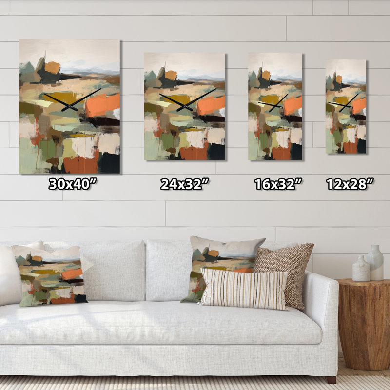 Jamuna - Horloge murale peinture abstraite, H 32 po x l 24 po x P 1 po
