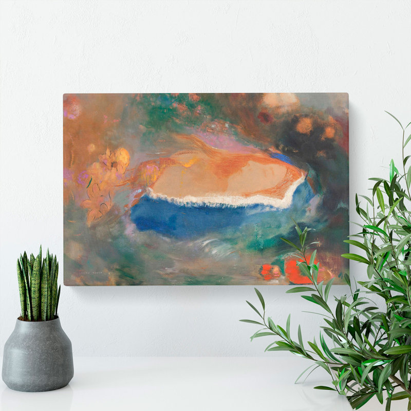 Ophelia With A Blue Wimple by Odilon Redon - Wrapped Canvas Painting, 35cm H x 50cm W x 3cm D