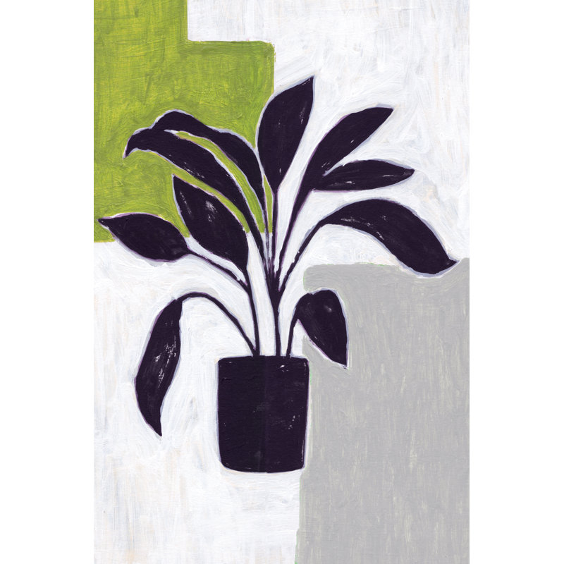 Green Plantling III by Melissa Wang - Painting, 46cm H x 30cm W, Black Floater Framed