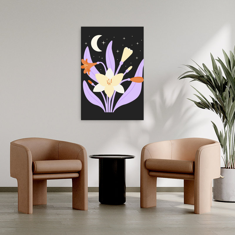 Contemporary Art Mystical Abstract Contemporary Lily Nature Flower Wall Art 1 Piece Wrapped Canvas Wall Art