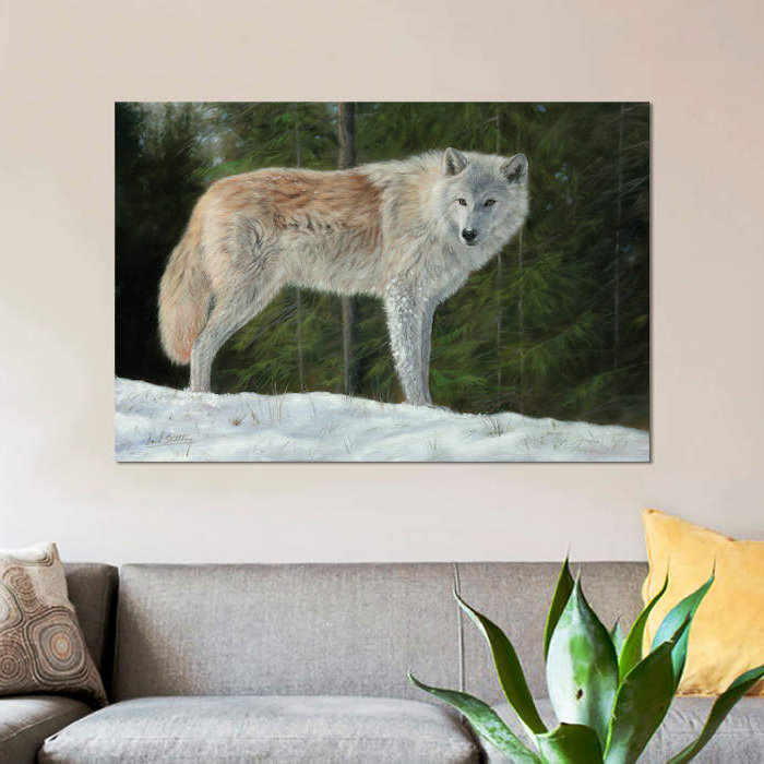 «Gray Wolf in Snow», impression sur toile, H 8 po x l 12 po x P 0,75 po, Toile tendue, Pas de tapis