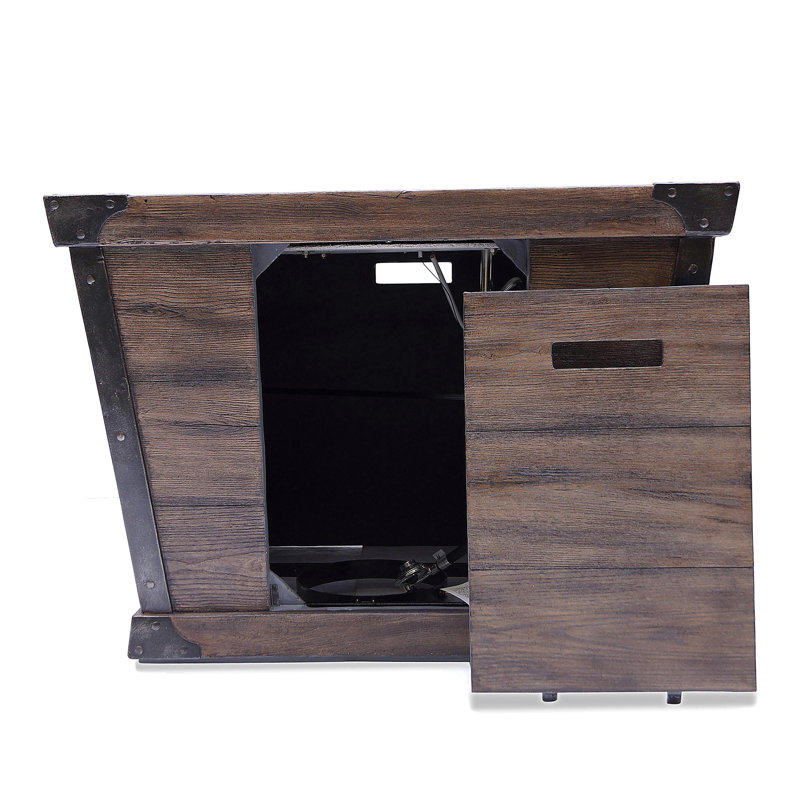 Foyer d'extérieur carré en béton H 24 po x l 32 po avec grain de bois, 40 000 BTU, réservoir intérieur