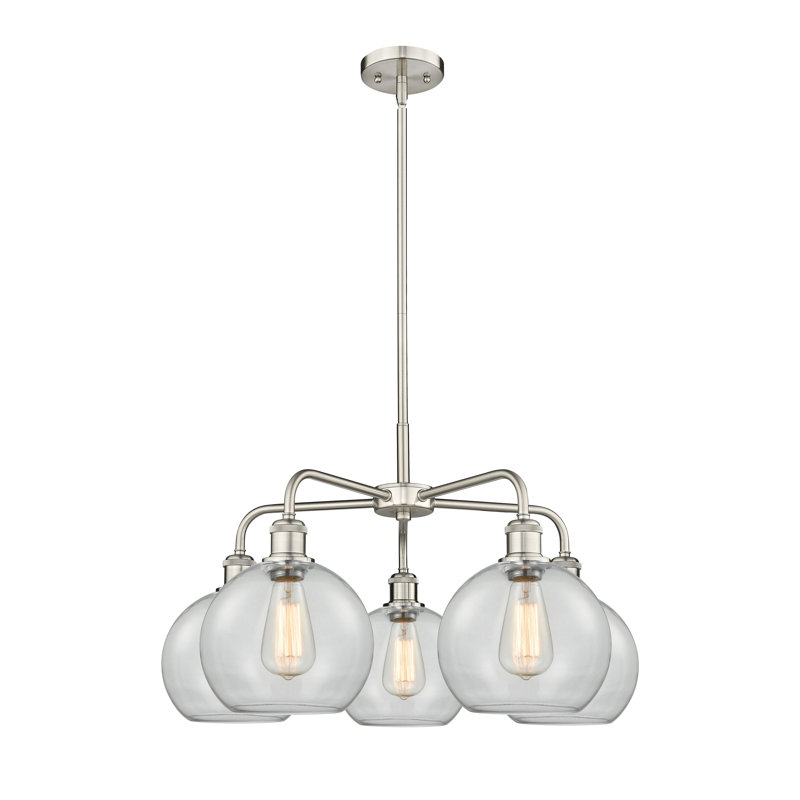 Lustre sphérique à 5 lumières Ellington, Transparent, H 16 po x l 26 po x P 26 po, Nickel satiné