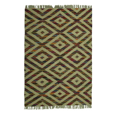 Eshaan Rectangle 140 cm x 200 cm Geometric Flatweave Kilim