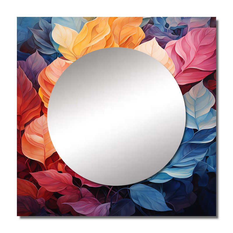 Leonhardine - Miroir carré à feuilles pour décoration murale, 23 po x 23 po