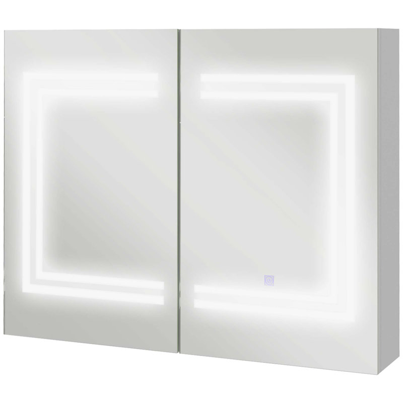 Armoire à pharmacie lumineuse avec miroir, miroir de salle de bain mural avec rangement, armoire de salle de bain murale avec charge USB, lumières 3 couleurs et tablette réglable, ultrabrillante