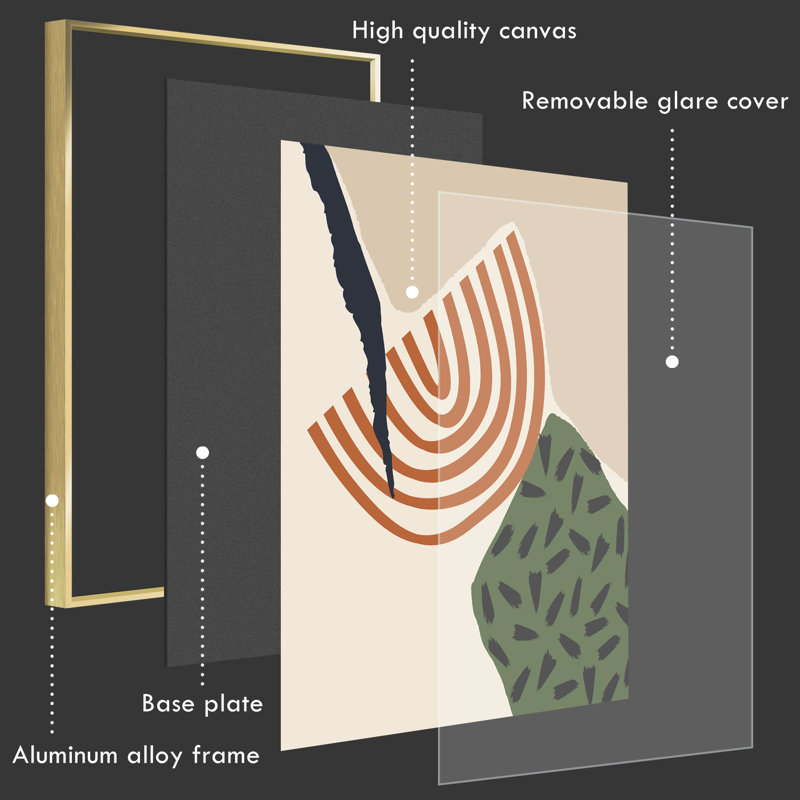 Art abstrait botanique moderne sur toile, art abstrait moderne, L 17 po x H 37 po, Or