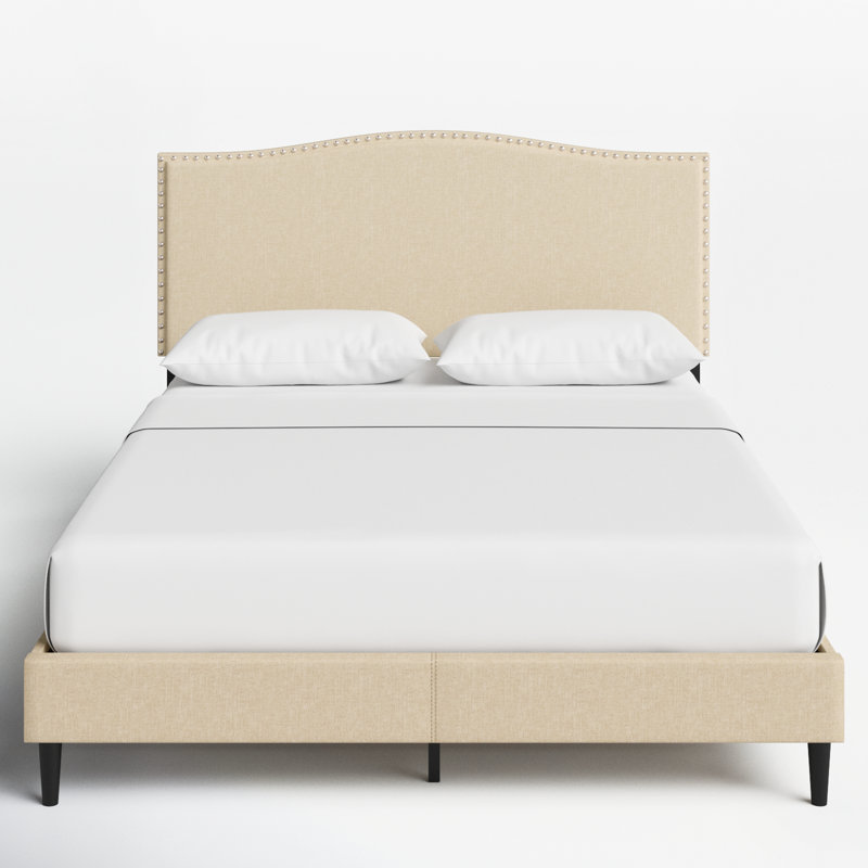 Arne Upholstered Platform Bed, Full / Double, Beige