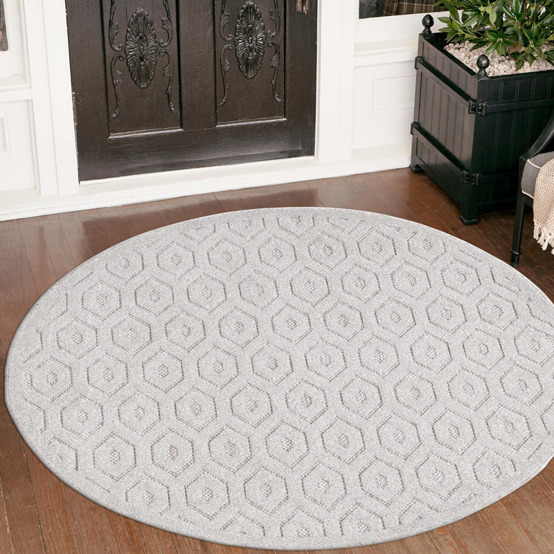 Tapis intérieur / extérieur gris Heckman, Rond 4 pi