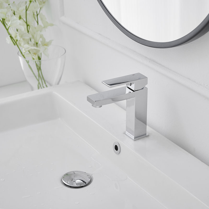 Robinet de salle de bain monocorps et monocommande avec bonde, Chrome poli