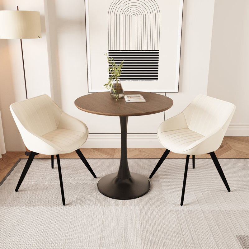 Table de salle à manger 31,5 po, Beige, Noyer