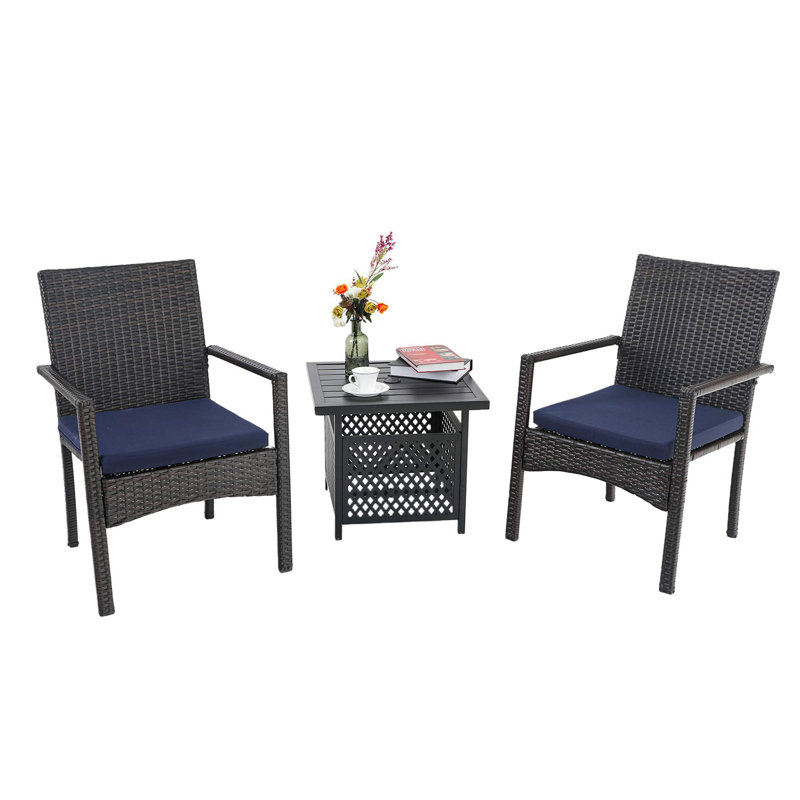 Leonard 2 - Person Patio Dining Set with Square Table , Cushions Included