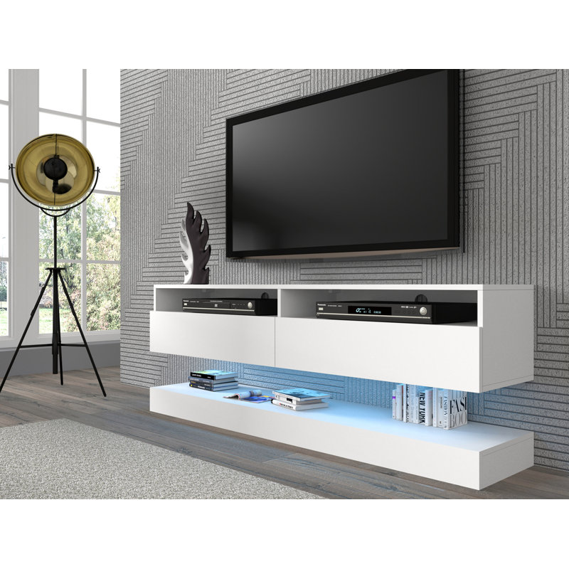 Donan Floating TV Stand for TVs up to 65", White Matt