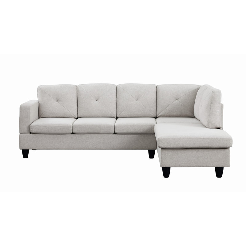 Arsalan 2 - Piece Upholstered Sectional, Light Gray 100% Linen