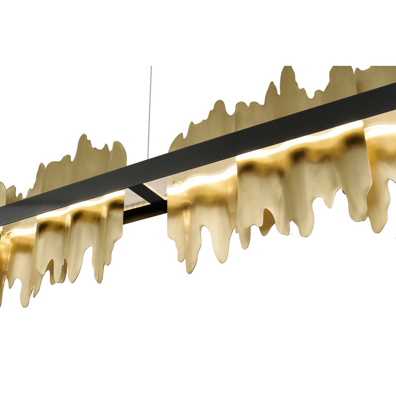 Lustre 1 lumière DEL en acier inoxydable noir avec cuivre cuivré
