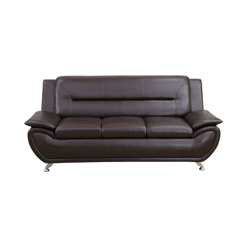 Chezky 79'' Faux Leather Sofa, Brown
