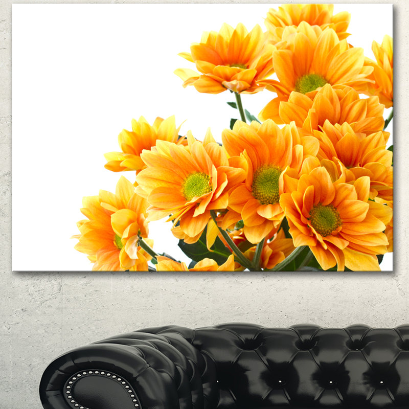 « orange florals chrysanthemum », reproduction de photo sur toile tendue, H 16 po x l 32 po