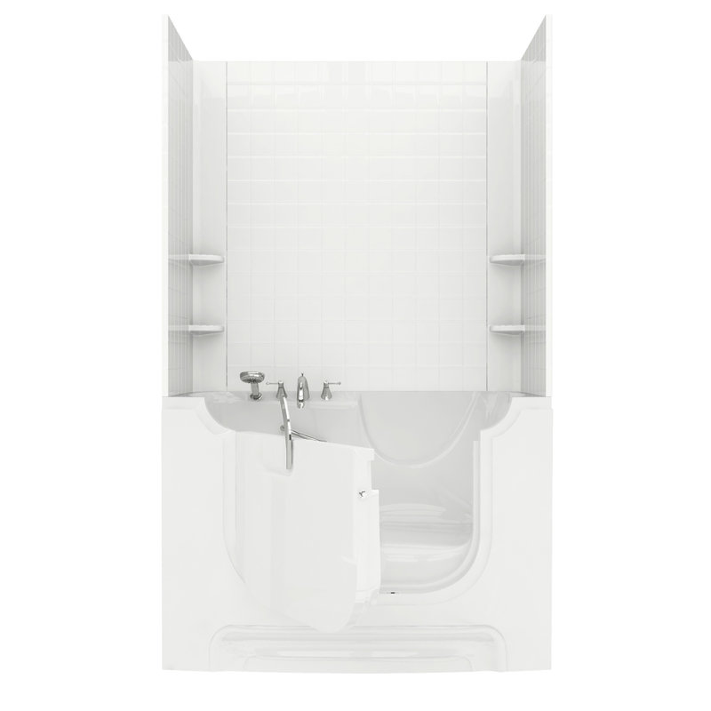 HandiTub 60'' x 30'' Fiberglass Bathtub with Faucet, Right, White