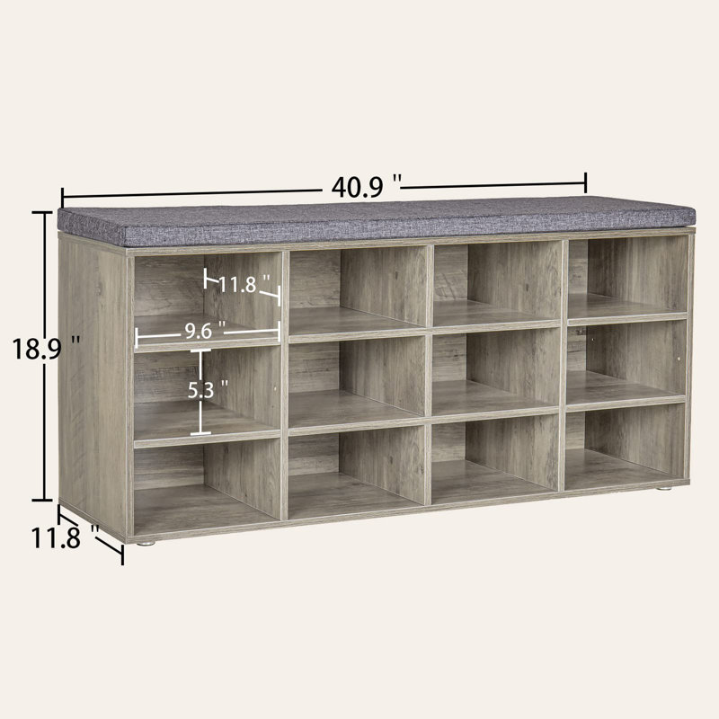 Upholstered Storage Bench, Light Brown