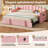 Upholstered Twin Size Daybed With Adjustable Height Pop Up Trundle Twin Bed And USB & Type-C Charging Port, Day Bed Frame With 2 Side Pockets, No Box-Spring Needed-1945604751