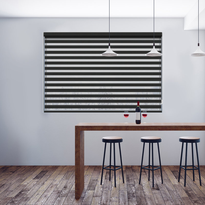 Abat-jour zébré noir uni de luxe, L 22,5 po x L 36 po, Oui