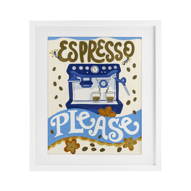 Haricot espresso «Veuillez fantaisiste», reproduction encadrée sous verre, conception de Connie Summers, H 16 po x l 13 po