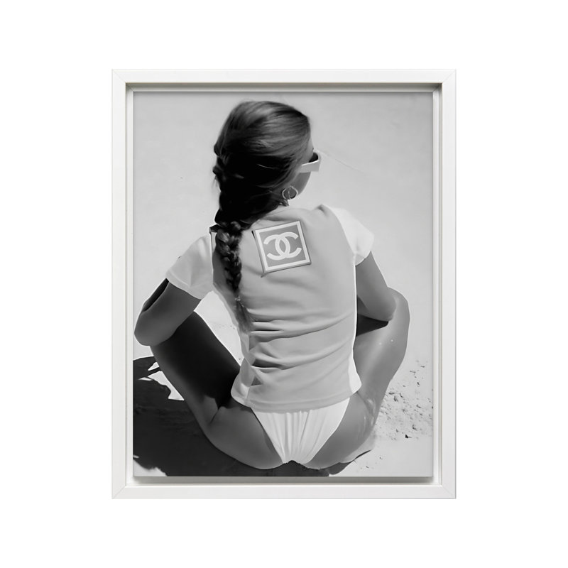 Lady in Bikini No1, Canvas, 12"H x 16"W, White Framed