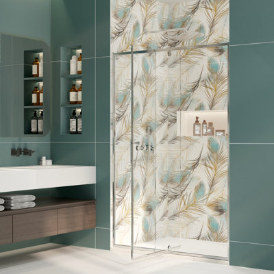 38"-42"W X 71" H Pivot Swing Semi-Frameless Shower Door With 1/4" Tempered Glass