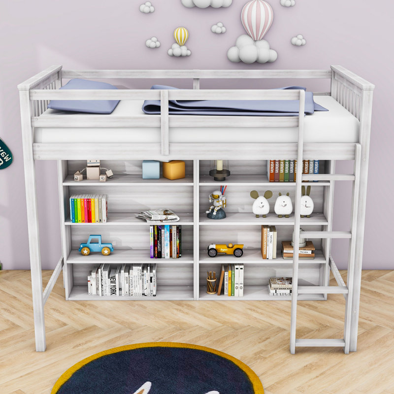 Javeria Kids Wood Loft Bed, Twin, Antique White