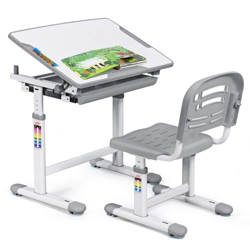 Erico 66cm Art Desk Chair Set, White/Grey