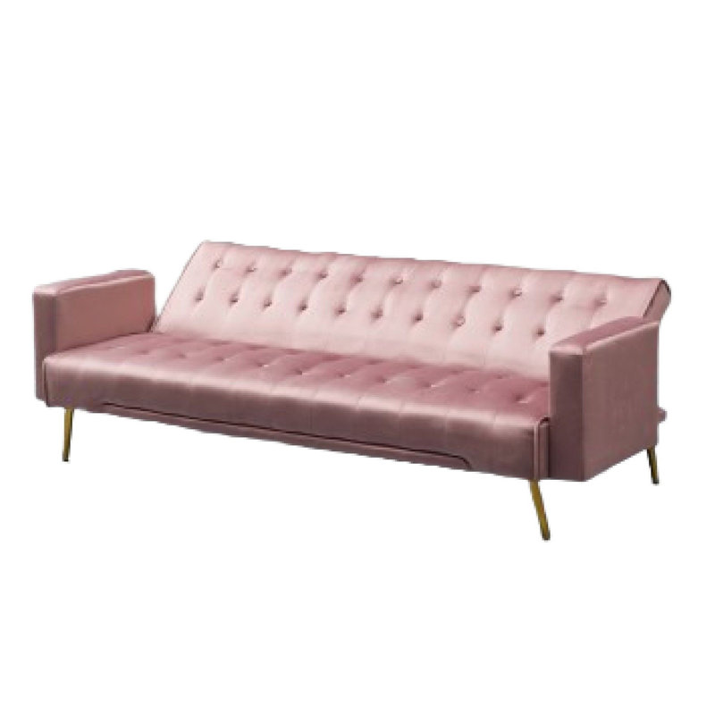 Canapé-lit convertible Jera, velours rose rose touffeté, 75 pouces, Rose