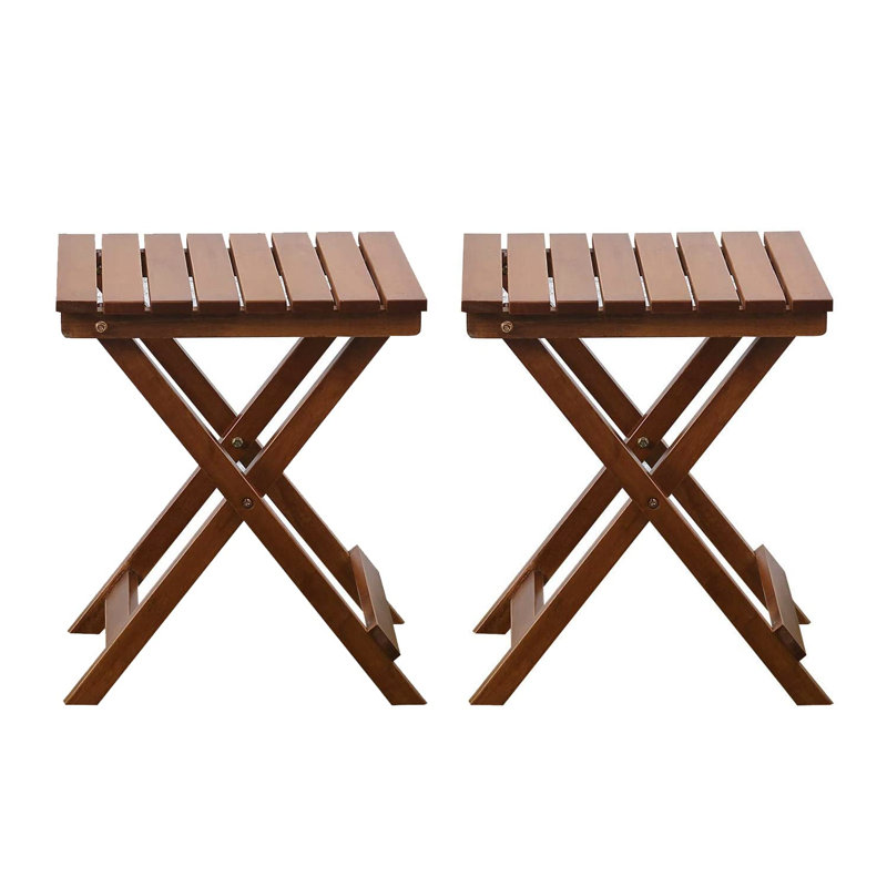 Rue Folding Wood Side Table Adirondack Portable Square Outdoor, Brown