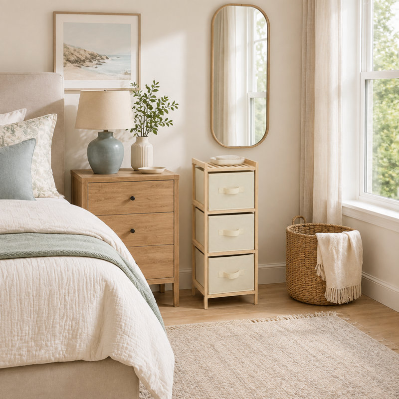 Natural Bamboo 3-Drawer Slim Storage Unit