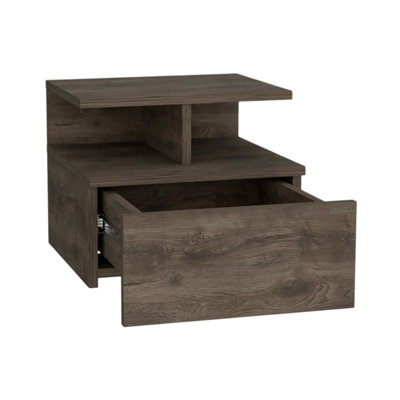 12" Brown Wood One Drawer Nightstand