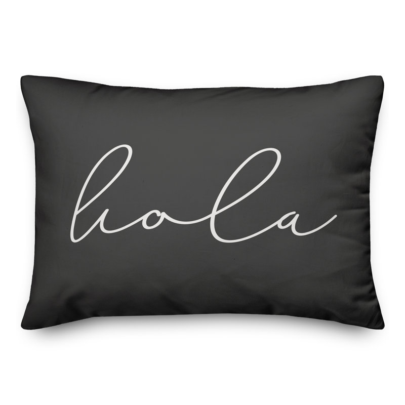 Textual Outdoor Throw Pillow, Charcoal