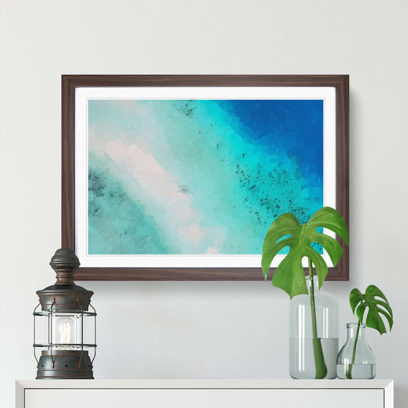 Boat in Palawan in the Philippines in Abstract - Picture Frame Painting Print, Walnut Framed, 48cm H x 65cm W x 2cm D