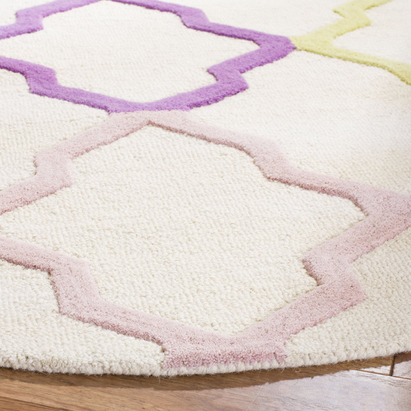 Tapis en laine indienne touffeté à la main pour enfants Thomaston, Rond 7 pi