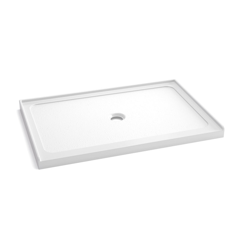 32x48 Inch Acrylic Shower Base, Gloss White Shower Pan with Center Drain, CUPC Certified Single Threshold 3-Wall Alcove Shower Base for Bathroom Renovation