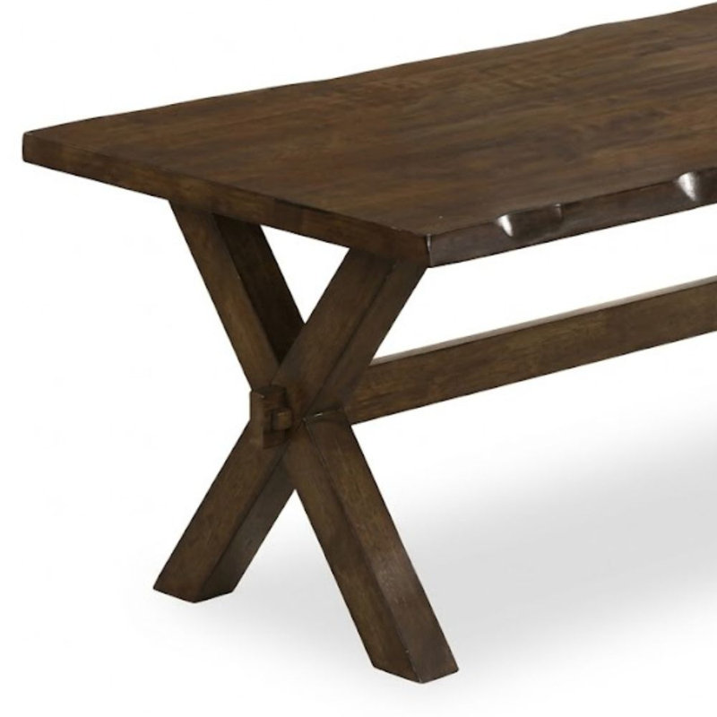 Vanessa 47 In. Walnut Rectangle Live Edge Solid Wood Coffee Table With X-Shape Base