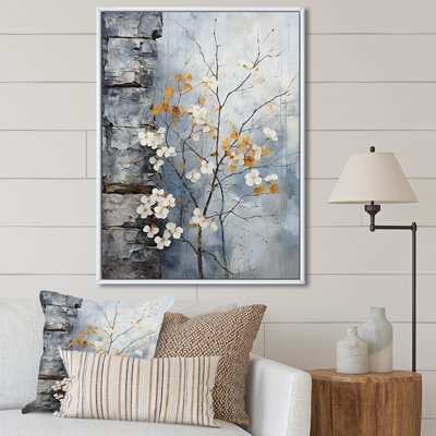 «Minimalist Granite Grape Leaves II», reproduction sur toile encadrée