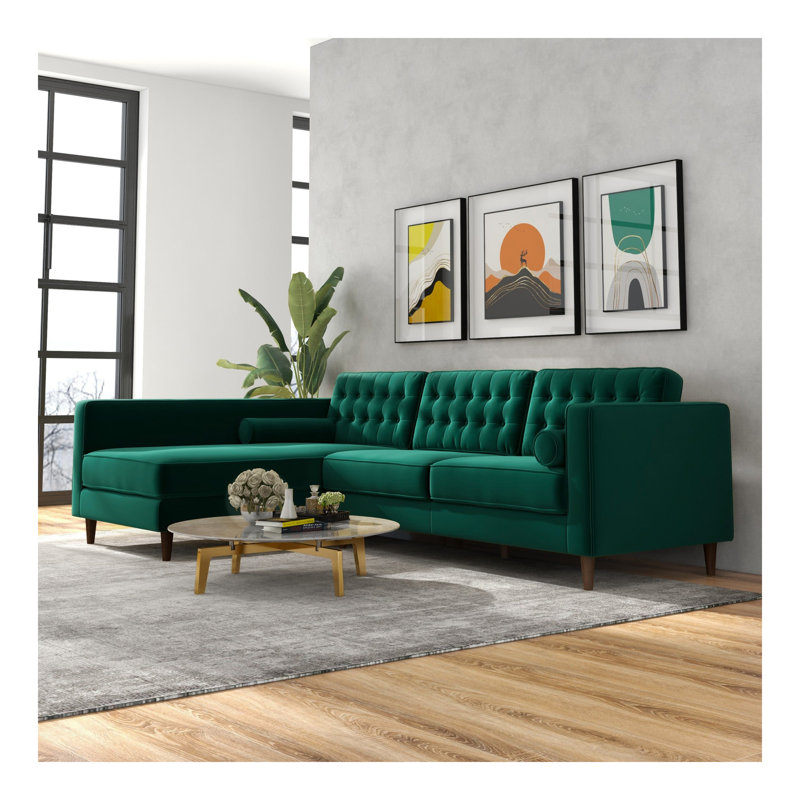 Canapé modulaire en velours vert Christian