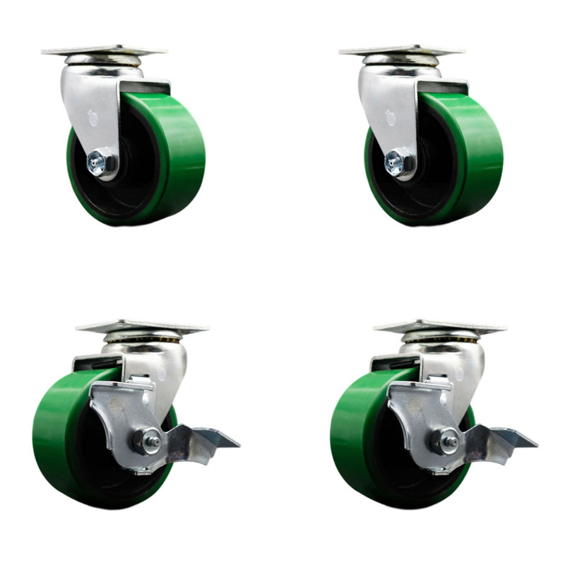 Ensemble de roulettes pour boîte à outils - Roulettes pivotantes en polypropylène vert de 4 pouces - SCC