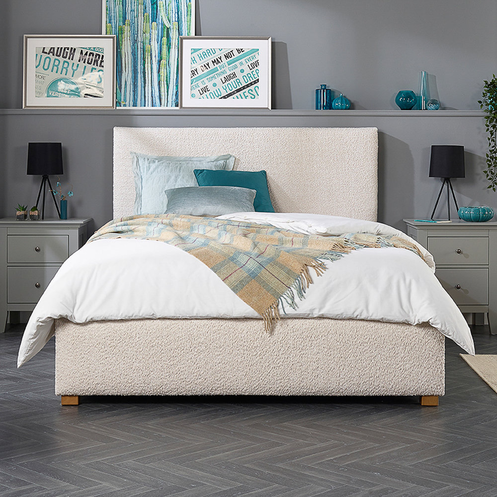 Bouclé Upholstered Garland Ottoman Bed Frame