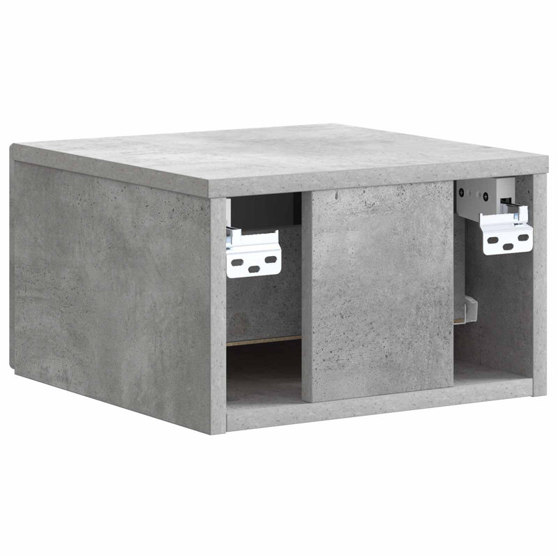 33cm W Manufactured Wood Bedside Table, Concrete Grey