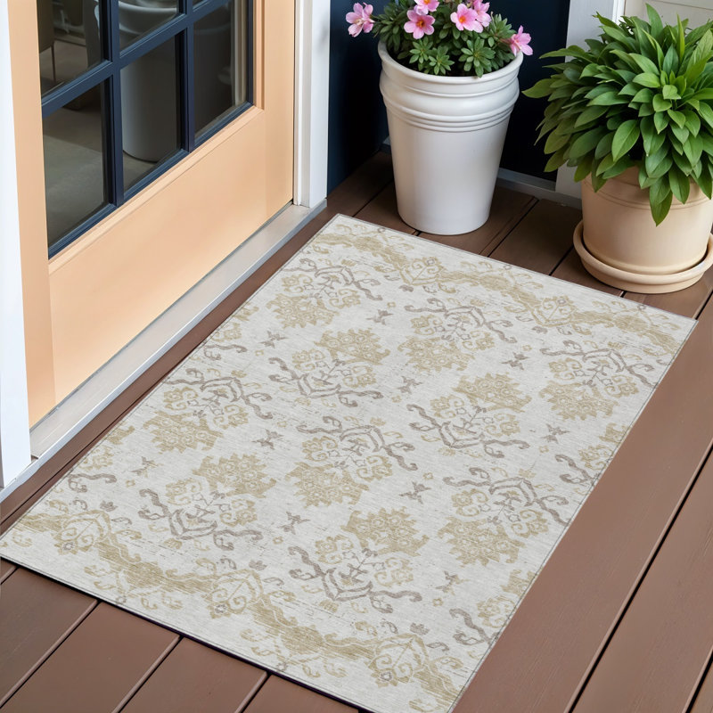Tapis oriental lavable intérieur beige 3 pi x 5 pi