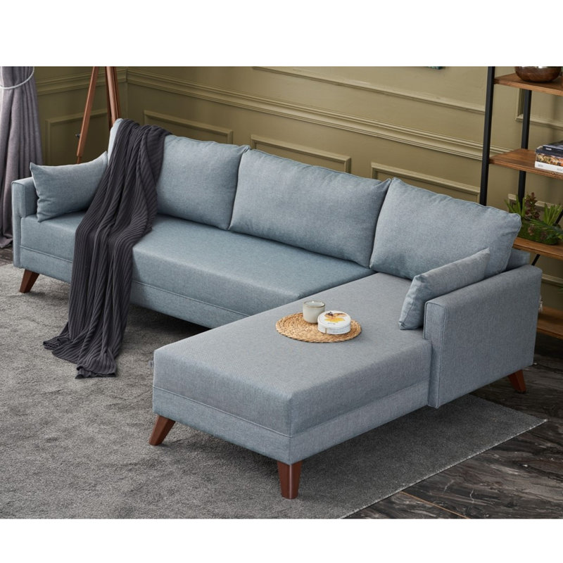 Wolbach 108.3" Wide Sofa & Chaise, Blue, Right Hand Facing
